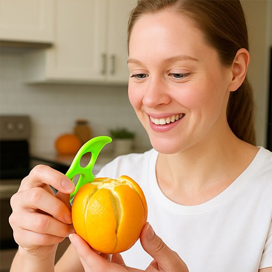 femme qui epluche une orange